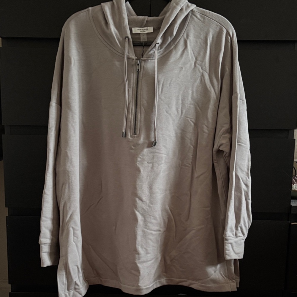 Cable & Gauge Studio Zip Up Hoodie 1x- Light Gray